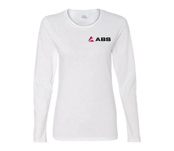t-shirt_femme_blanc_manches_longues_logo ABS_couleurs_coeur_avant _gauche